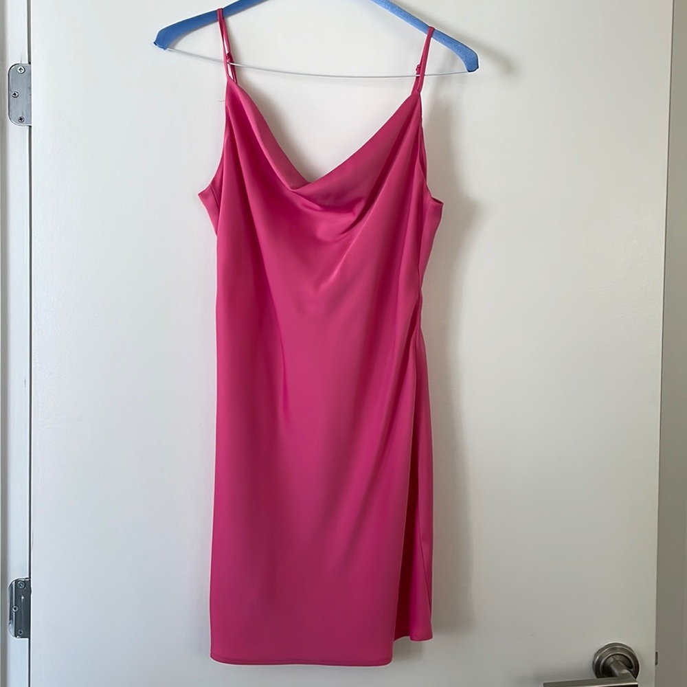 Urban Outfitters Mallory Hot Pink Cowl Neck Slip Dress - Size L